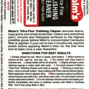 Malm’s Ultra Fine Polishing Cleaner – 1/2 Pint